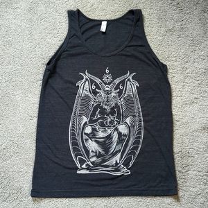 Hail Satan Lucifer Baphomet Devil 666 Goth Tank Top Shirt Dark Gray S